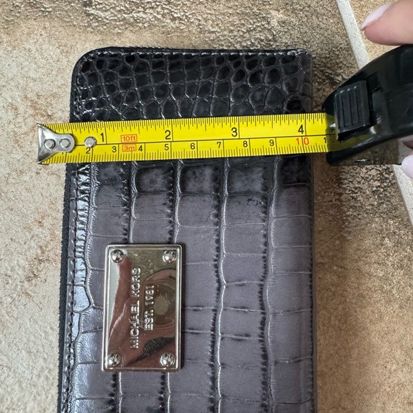 Michael Kors Grey Croc Embossed Zip Around Wallet with Silver Hardware - Picture 13 of 13